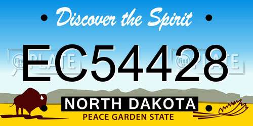 EC54428 North Dakota License Plate