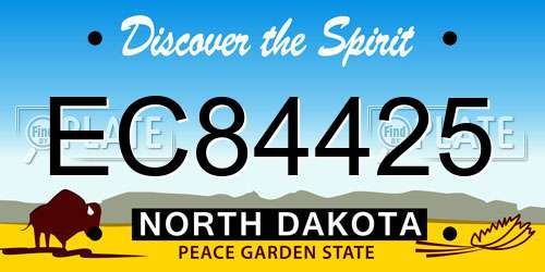 EC84425 North Dakota License Plate