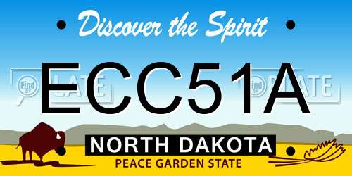 ECC51A North Dakota License Plate
