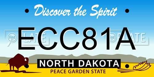 ECC81A North Dakota License Plate