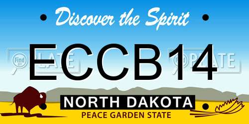 ECCB14 North Dakota License Plate