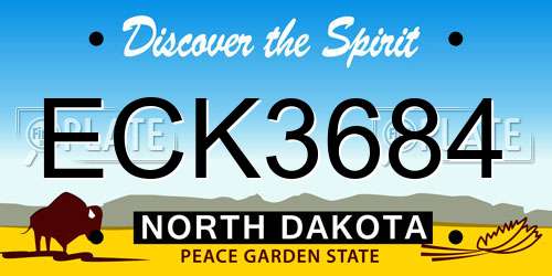 ECK3684 North Dakota License Plate