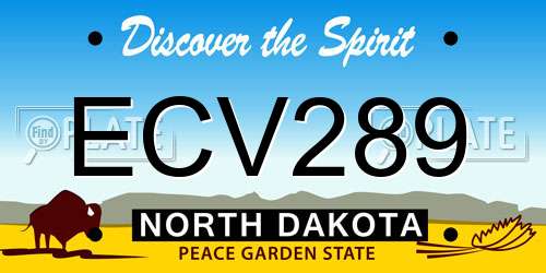 ECV289 North Dakota License Plate