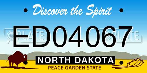 ED04067 North Dakota License Plate