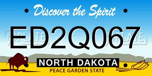 ED2Q067 North Dakota License Plate