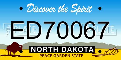 ED70067 North Dakota License Plate