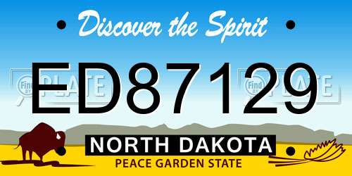 ED87129 North Dakota License Plate