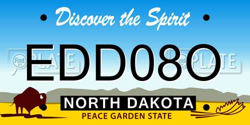EDD08O North Dakota License Plate
