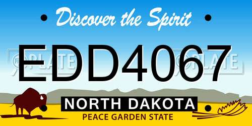 EDD4067 North Dakota License Plate