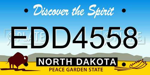 EDD4558 North Dakota License Plate