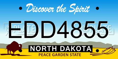 EDD4855 North Dakota License Plate