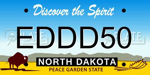 EDDD50 North Dakota License Plate