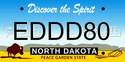 EDDD80 North Dakota License Plate