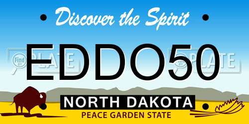 EDDO50 North Dakota License Plate