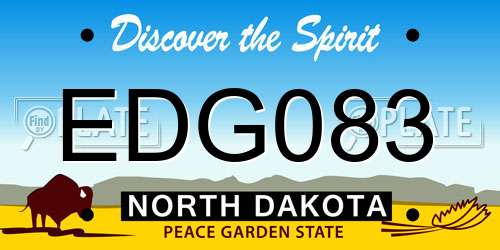 EDG083 North Dakota License Plate