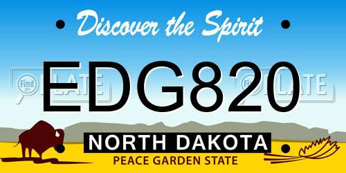 EDG820 North Dakota License Plate