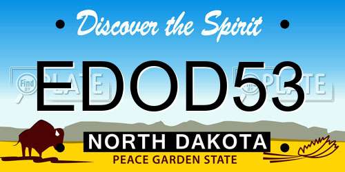 EDOD53 North Dakota License Plate