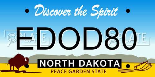 EDOD80 North Dakota License Plate