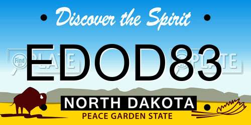 EDOD83 North Dakota License Plate