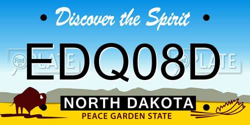 EDQ08D North Dakota License Plate