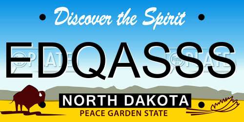 EDQASSS North Dakota License Plate