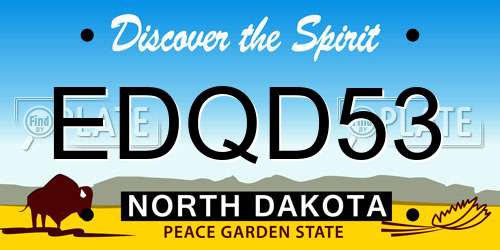 EDQD53 North Dakota License Plate