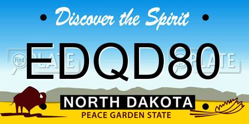 EDQD80 North Dakota License Plate