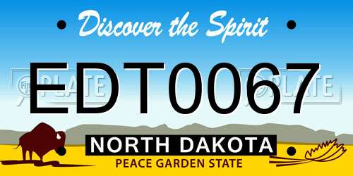 EDT0067 North Dakota License Plate