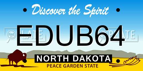 EDUB64 North Dakota License Plate