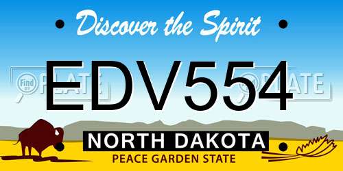 EDV554 North Dakota License Plate