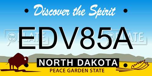 EDV85A North Dakota License Plate