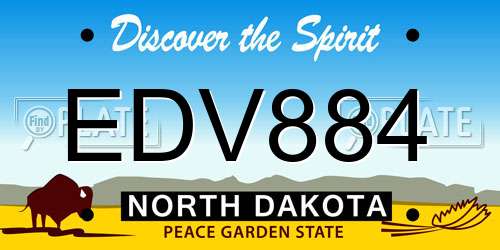 EDV884 North Dakota License Plate
