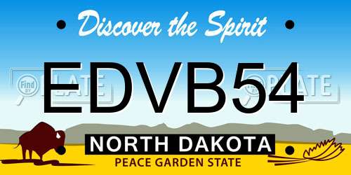 EDVB54 North Dakota License Plate