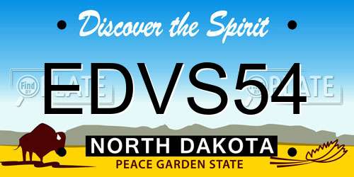 EDVS54 North Dakota License Plate