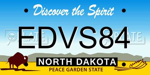 EDVS84 North Dakota License Plate