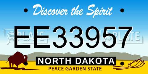 EE33957 North Dakota License Plate