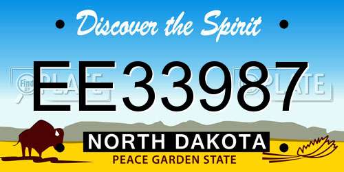 EE33987 North Dakota License Plate