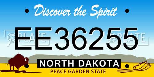 EE36255 North Dakota License Plate