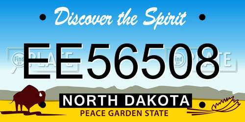 EE56508 North Dakota License Plate