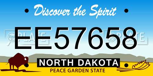 EE57658 North Dakota License Plate