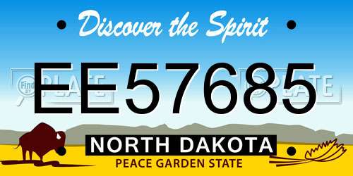 EE57685 North Dakota License Plate