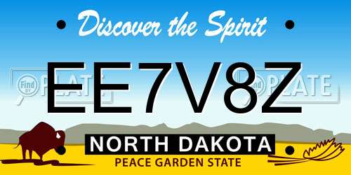 EE7V8Z North Dakota License Plate
