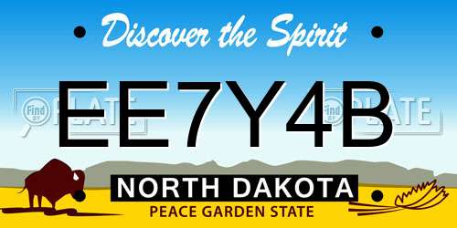 EE7Y4B North Dakota License Plate