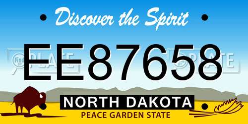 EE87658 North Dakota License Plate