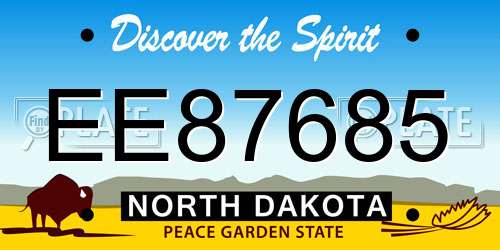 EE87685 North Dakota License Plate