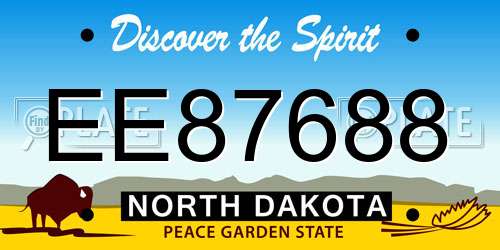 EE87688 North Dakota License Plate