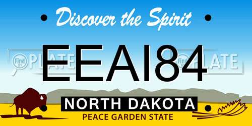 EEAI84 North Dakota License Plate