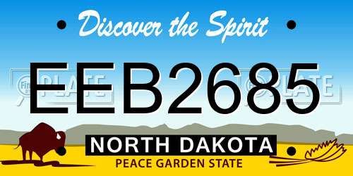 EEB2685 North Dakota License Plate