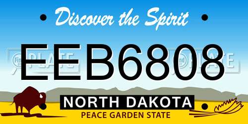 EEB6808 North Dakota License Plate
