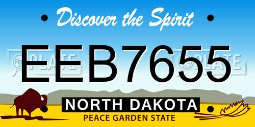 EEB7655 North Dakota License Plate